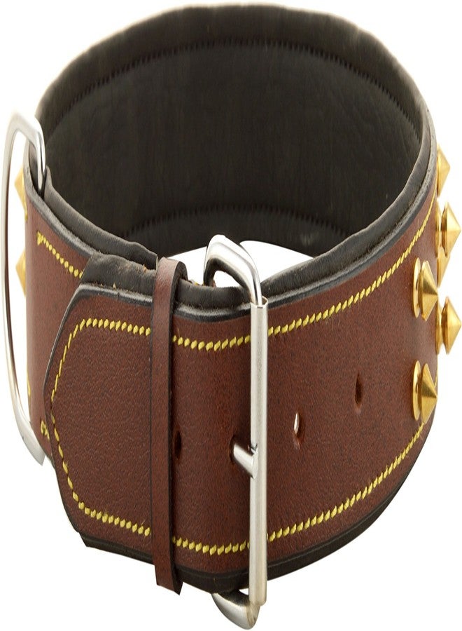 Skora Export Quality Genuine Brass Spiked Leather Dog Collar - 1.25Inch (ML) Dog Everyday Collar (Large, Black) - Image 3